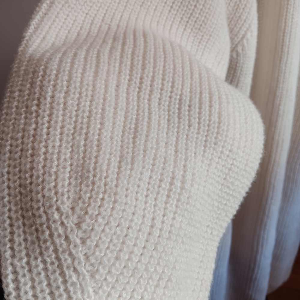 Shein Cream Textured Knit Sweater View 2